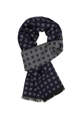 Michaelis  heren sjaal, blauw met grijs dessin